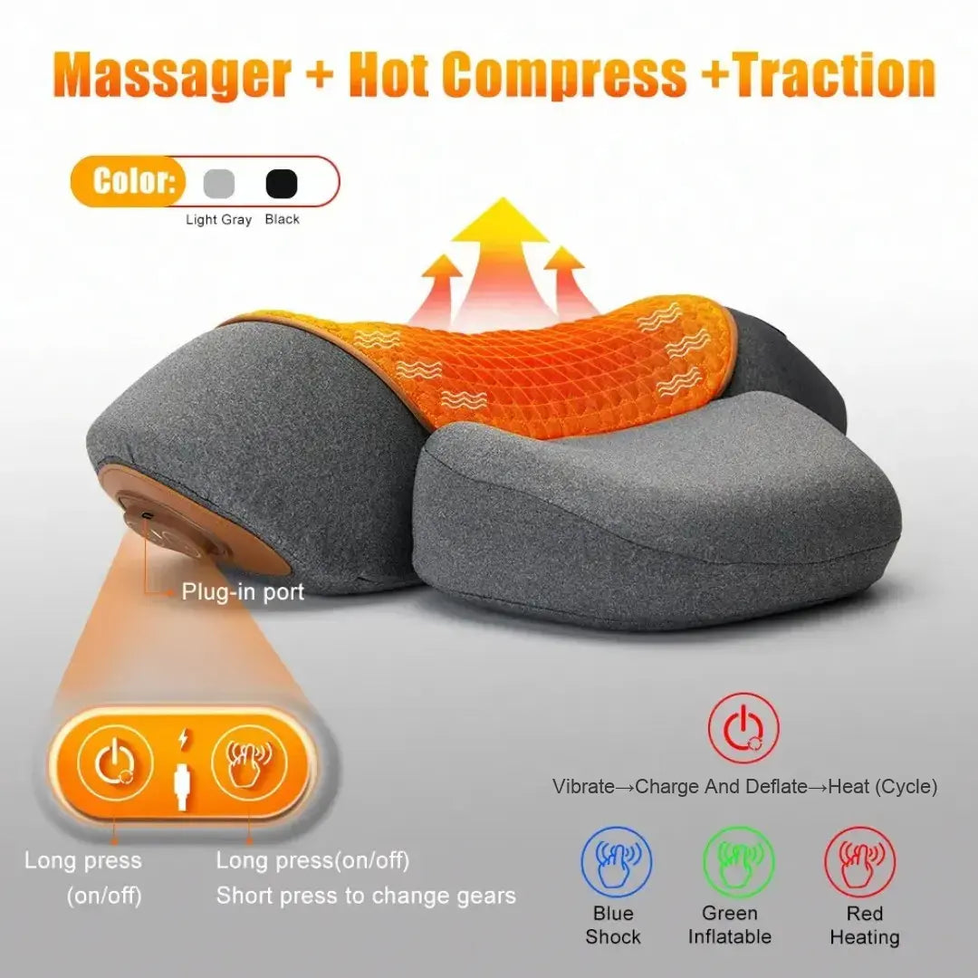 Almohada de Masaje con Compresión Caliente y Vibración